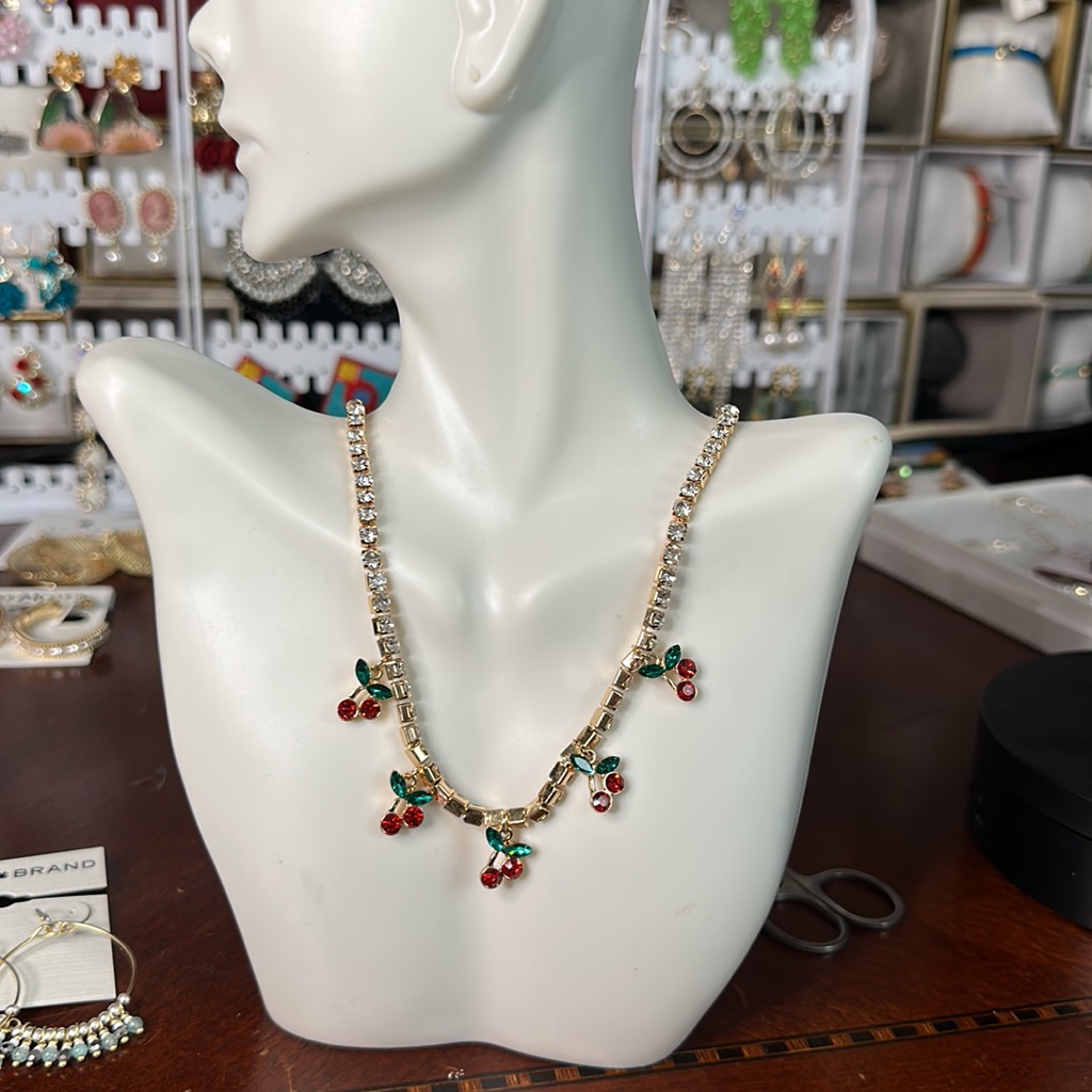 Aldo Cherry Diamonds Paved Necklace 15$